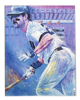 Don Mattingly Signed Large Bill Lopa Giclee (MLB Authenticated)